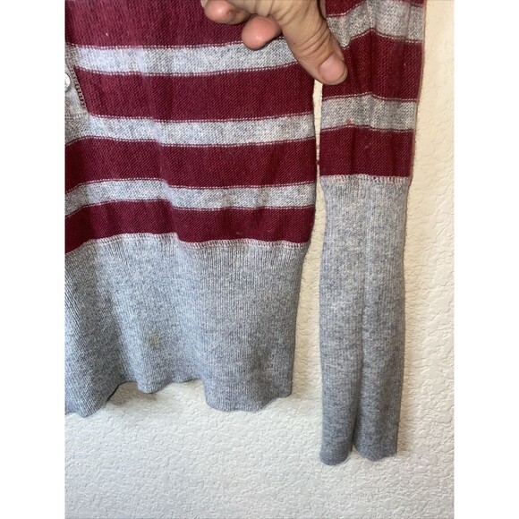 y2k 90s long button sweater Rabbit Hair wool stripe cardigan fitted L mossimo - Picture 6 of 11